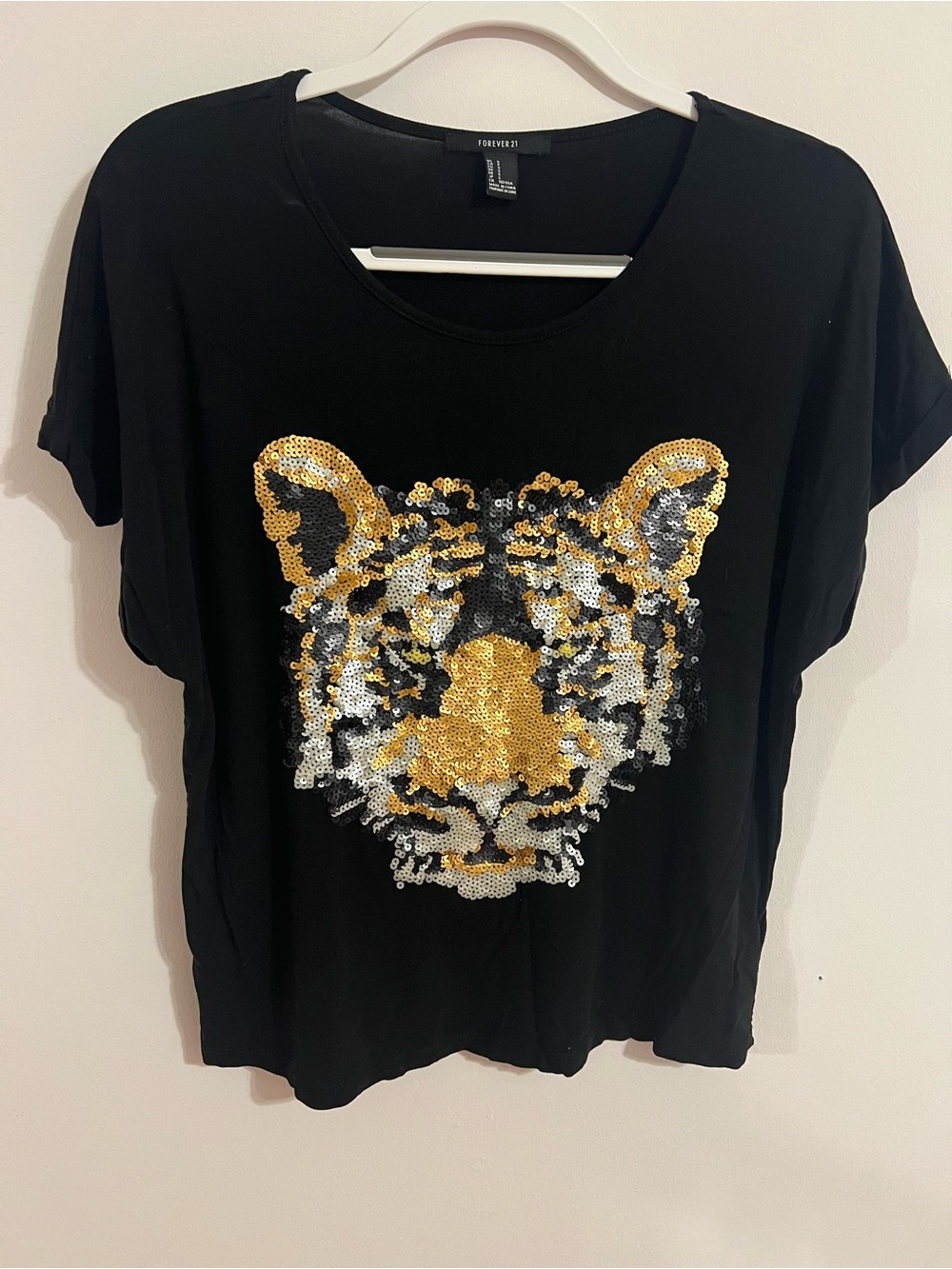 Forever 21 Black Tee with White Label